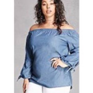Denim Off The Shoulder Top - Forever 21